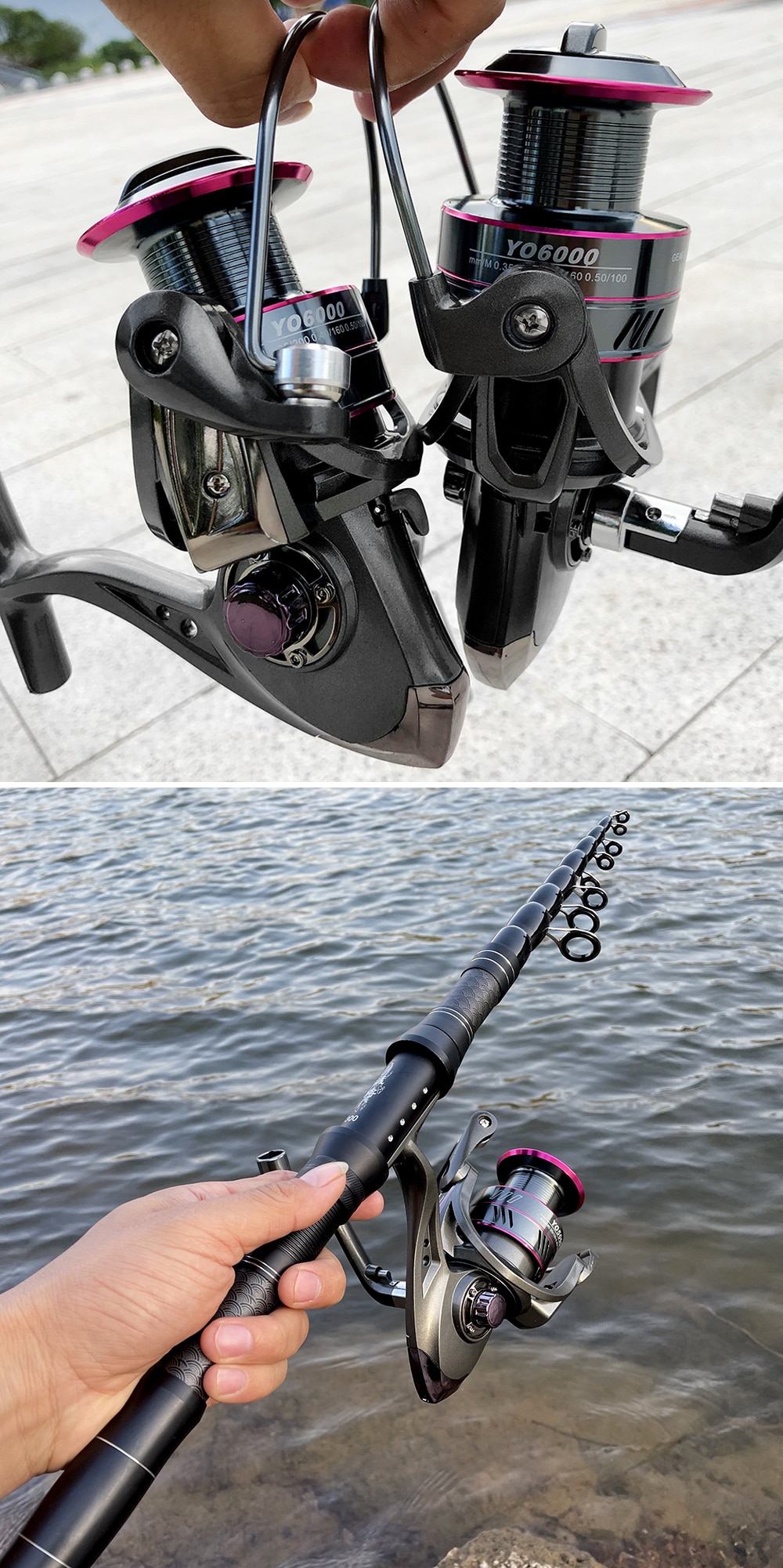 Telescopic Sea Rock Fishing Rod With Spinning Reels Combos Fishing Reel Pole Sets Kit For Travel Fishing Tackle
