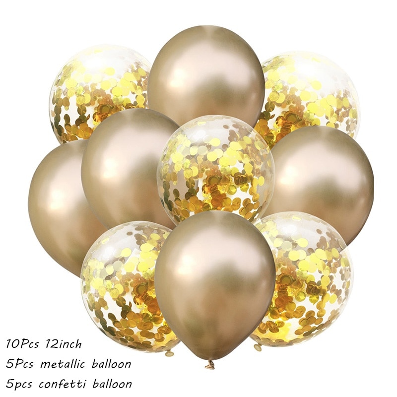 10Pcs Metal Latex Balloons Confetti Balloon Set For Wedding Birthday Party Balloon Decoration Baby Shower Helium Balloons