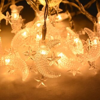 Moon Star LEd Light String Eid Mubarak Decoration for Home Ramadan Kareem Muslim Islamic Decor Hajj Mubarak Eid Gifts Al Adha