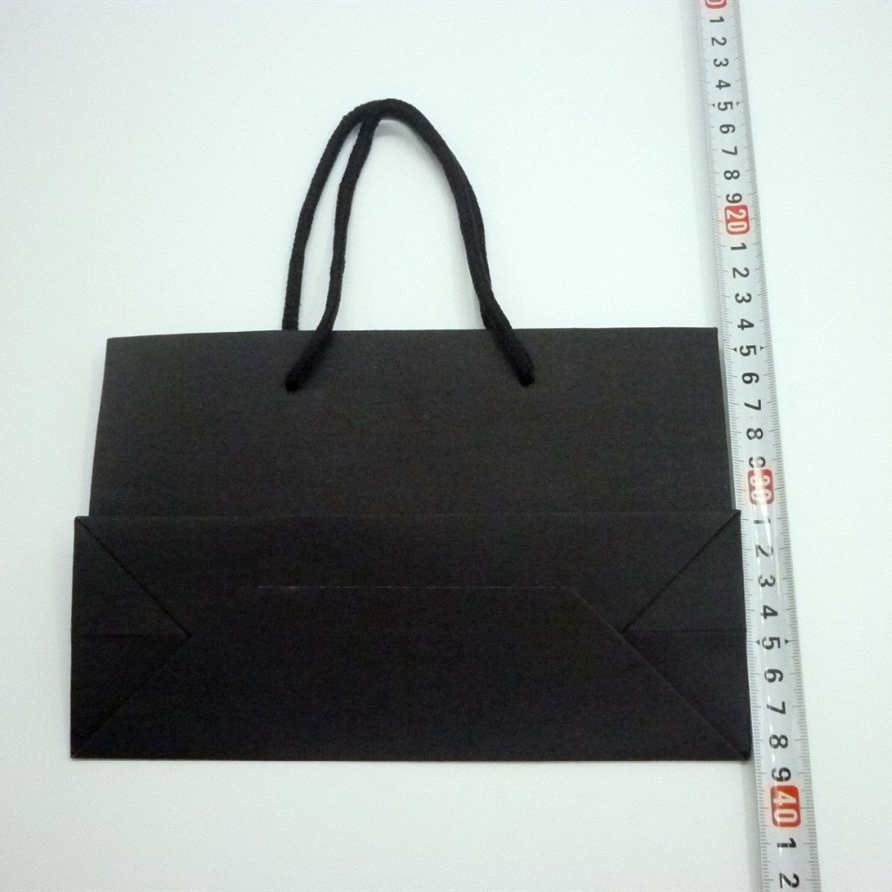 100x Custom LOGO Printed Black Shopping Paper Gift Bags for Cosmetic Jewelry Clothes Packaging Wedding Party Favor Gift Bag