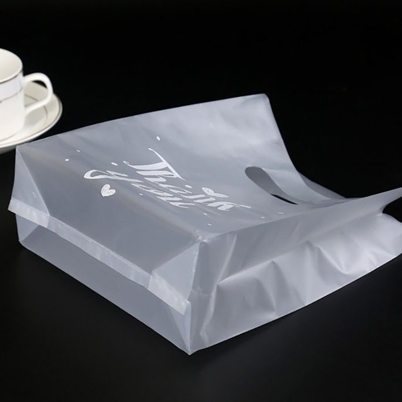 50PCS Thank You Baking Gift Packaging Plastic Bag With Handle Bread Biscuit Portable Shopping Bags Party Present Cookie Cake