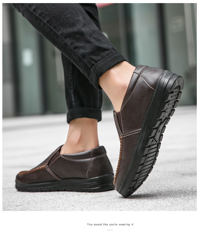 Men Loafers Light Leather Casual Shoes 2020 Autumn Male Outdoor Walking Shoes Comfortable Mens Sneakers Soft Loafers Men's Shoes