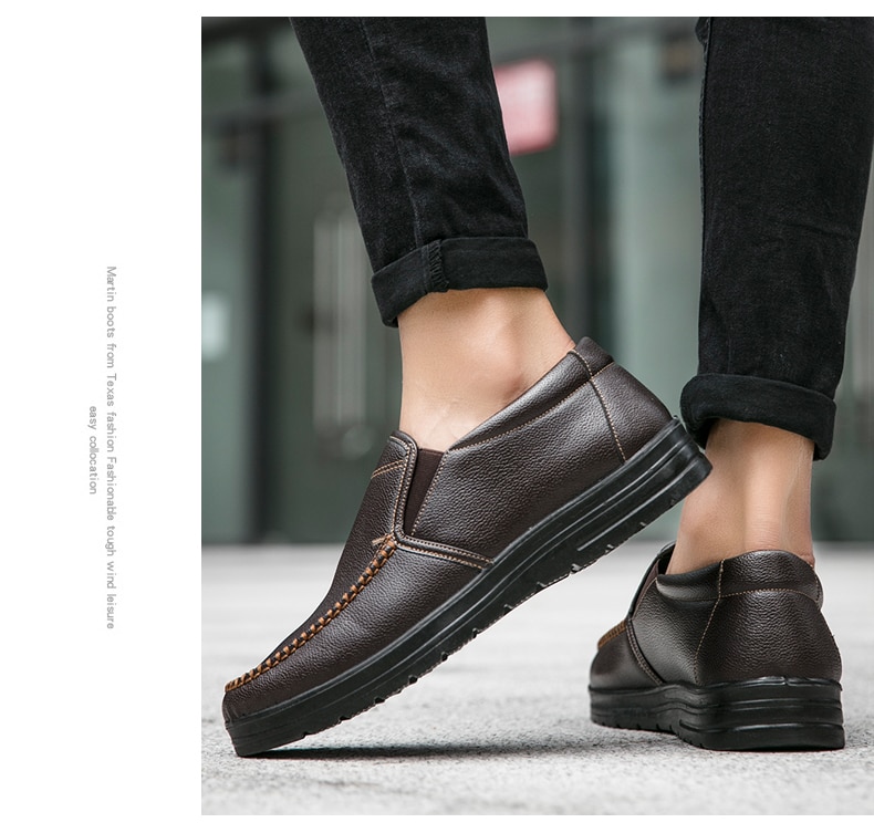Men Loafers Light Leather Casual Shoes 2020 Autumn Male Outdoor Walking Shoes Comfortable Mens Sneakers Soft Loafers Men's Shoes