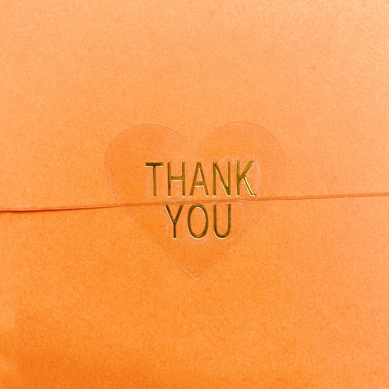 100pcs Transparent hot stamp thank you Handmade with love seal sticker Self-Adhesive stickers DIY Gifts Baking Package Label