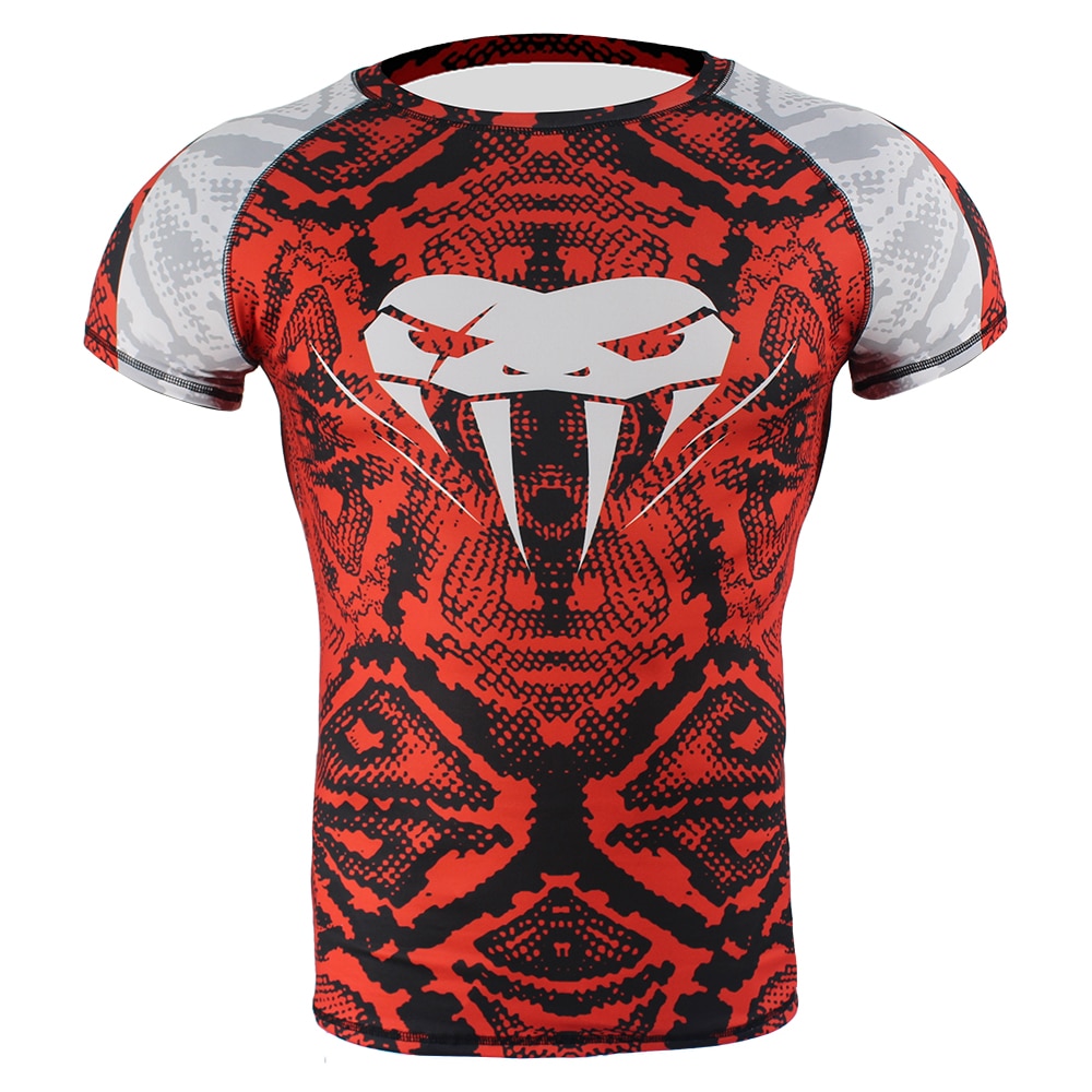 snake scale short sleeve fitness MMA Boxing jerseys tiger muay thai rashguard jiu jitsu king boxing t shirt mma compression