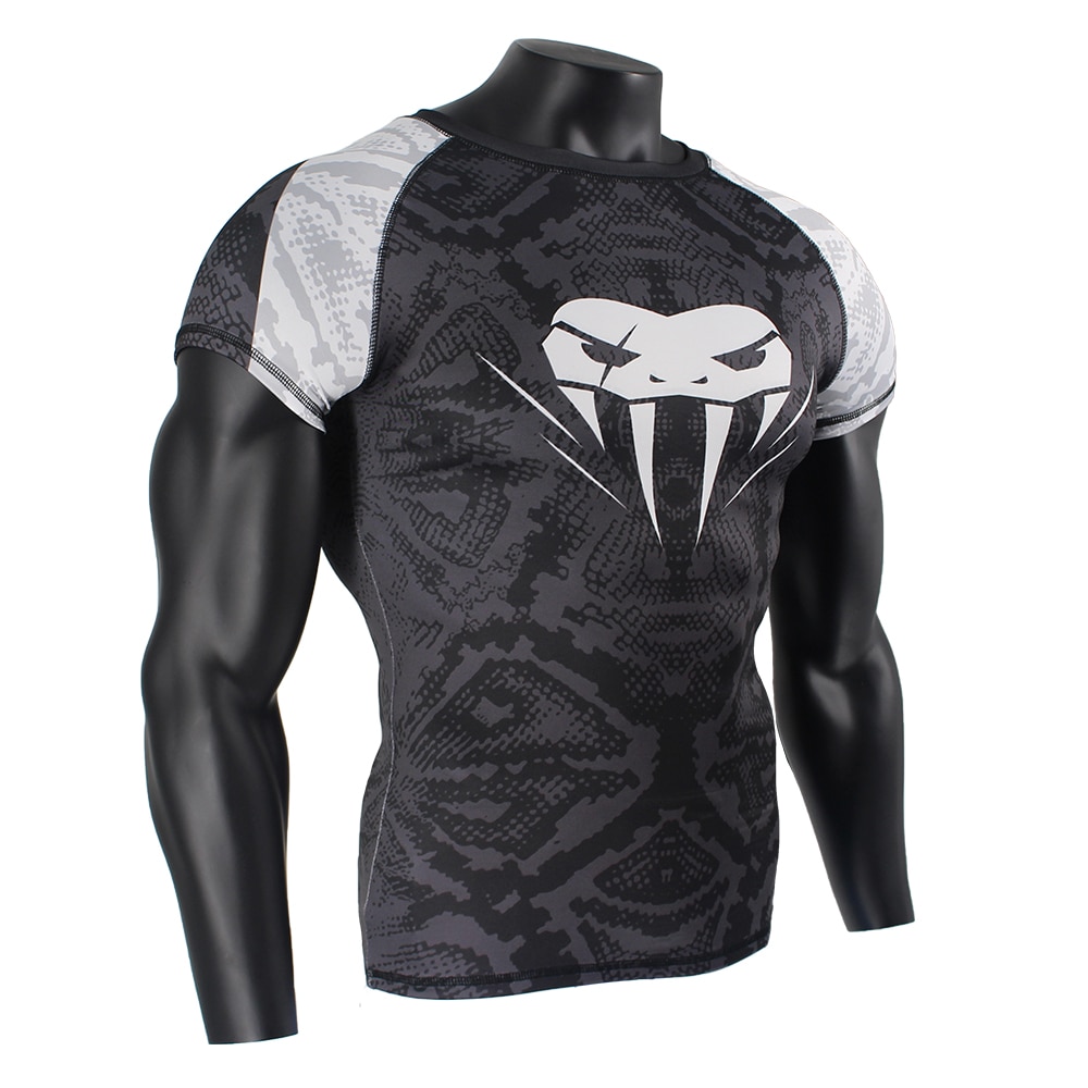 snake scale short sleeve fitness MMA Boxing jerseys tiger muay thai rashguard jiu jitsu king boxing t shirt mma compression