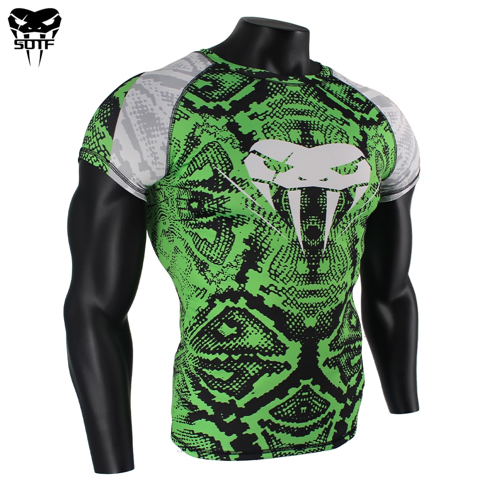 snake scale short sleeve fitness MMA Boxing jerseys tiger muay thai rashguard jiu jitsu king boxing t shirt mma compression