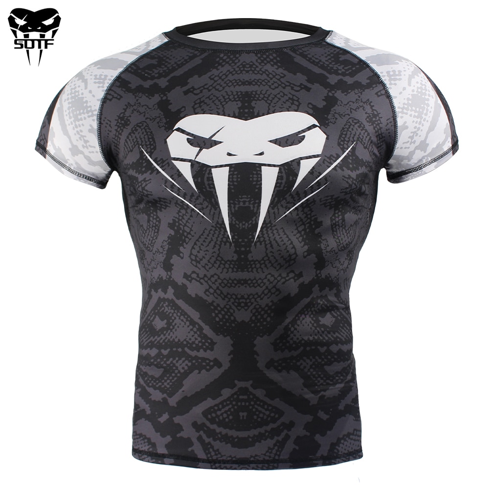 snake scale short sleeve fitness MMA Boxing jerseys tiger muay thai rashguard jiu jitsu king boxing t shirt mma compression