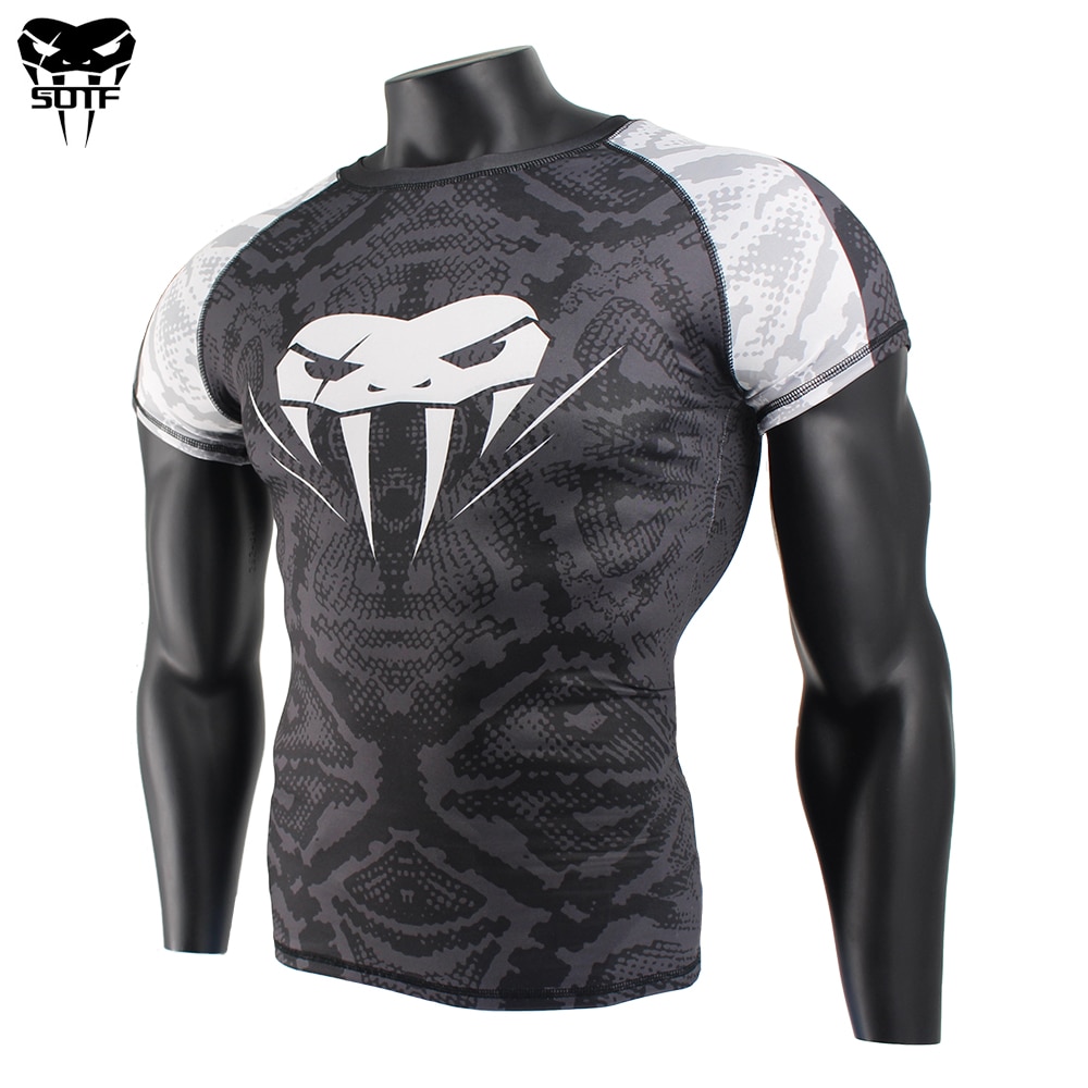snake scale short sleeve fitness MMA Boxing jerseys tiger muay thai rashguard jiu jitsu king boxing t shirt mma compression