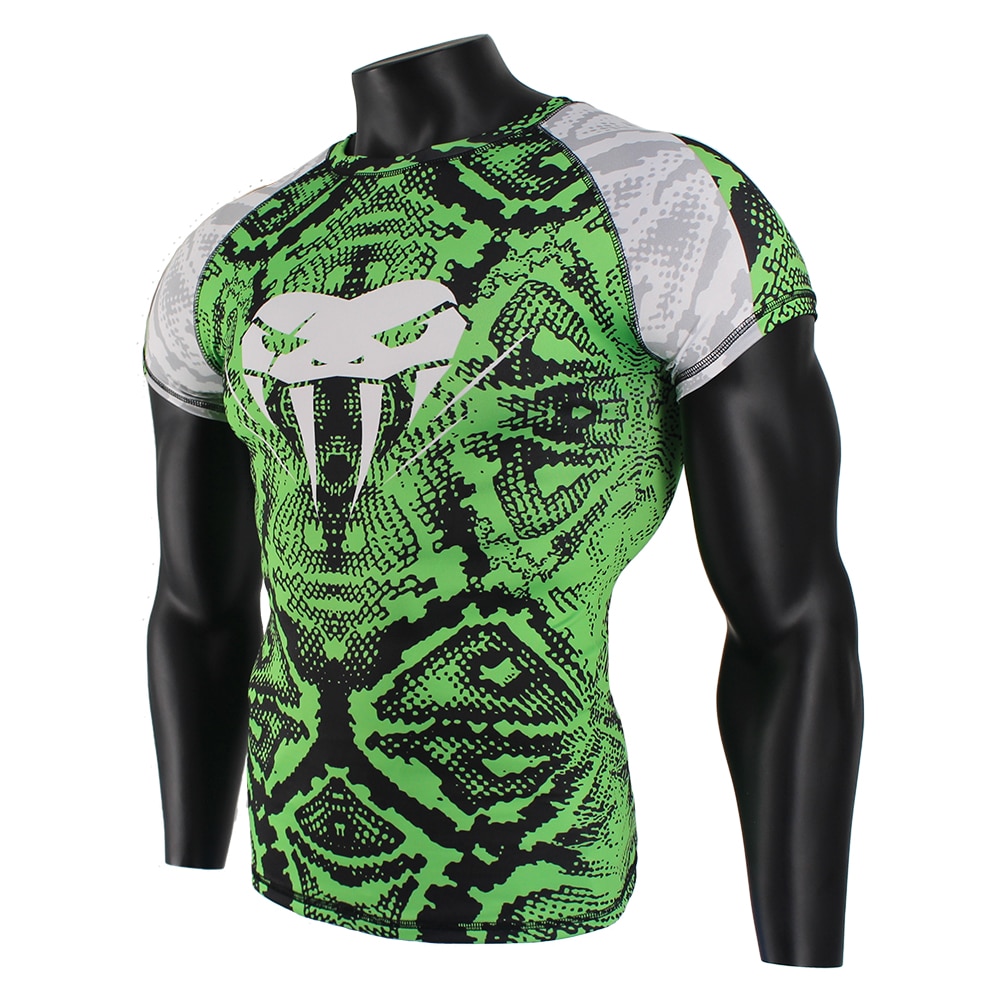 snake scale short sleeve fitness MMA Boxing jerseys tiger muay thai rashguard jiu jitsu king boxing t shirt mma compression