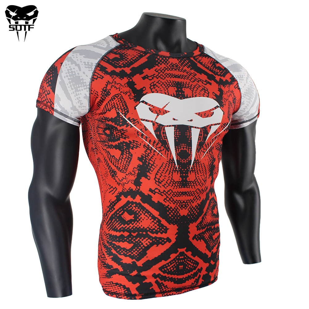 snake scale short sleeve fitness MMA Boxing jerseys tiger muay thai rashguard jiu jitsu king boxing t shirt mma compression