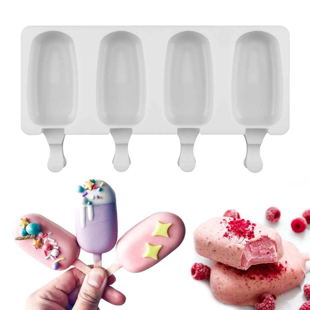 4 Cell Big Size Silicone Ice Cream Mold Popsicle Molds DIY Homemade Dessert Freezer Fruit Juice Ice Pop Maker Mould with Sticks 4 Cell Big Size Silicone Ice Cream Mold Popsicle Molds DIY Homemade Dessert Freezer Fruit Juice Ice Pop Maker Mould with Sticks