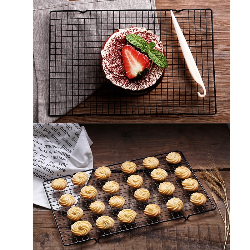 Stainless Steel Wire Grid Cooling Tray Cake Food Rack Oven Kitchen Baking Pizza Bread Barbecue Cookie Biscuit Holder Shelf ZXH