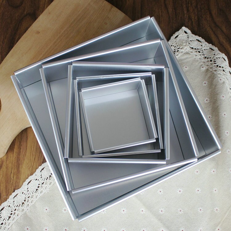 1pc Square Aluminum alloy template Removable Bottom cake mold Pattern bakeware baking dish Die cake decorating tools