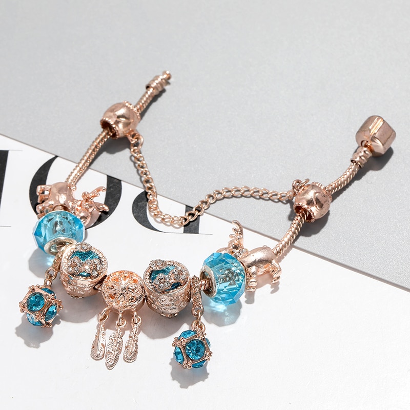 Rose Gold Crystal Charm Ladies Bracelet DIY Jewelry Boutique Brand Ladies Bracelet Gift Direct Sales