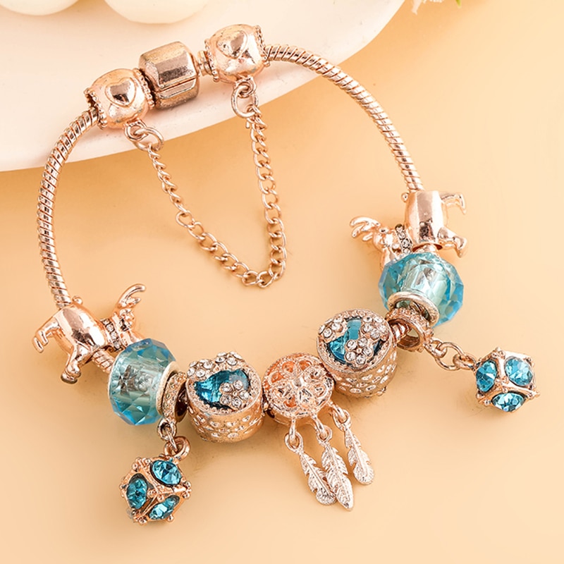Rose Gold Crystal Charm Ladies Bracelet DIY Jewelry Boutique Brand Ladies Bracelet Gift Direct Sales
