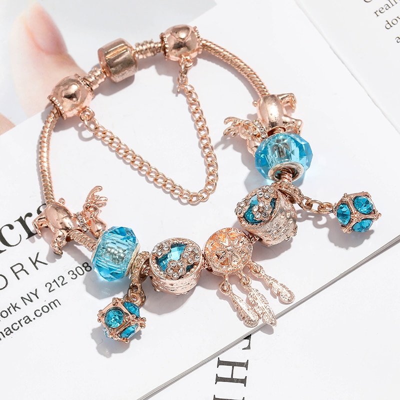Rose Gold Crystal Charm Ladies Bracelet DIY Jewelry Boutique Brand Ladies Bracelet Gift Direct Sales