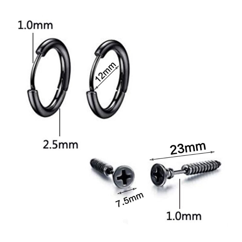 6 Pair/set Trend Men Women Stainless Steel Personality Punk Earrings Unisex Ear Buckle Stud Jewelry 6 Pair/set Trend Men Women Stainless Steel Personality Punk Earrings Unisex Ear Buckle Stud Jewelry