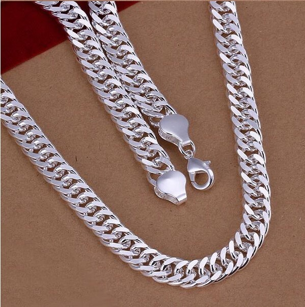 Fashion Jewelry Promotion Fixed S925 whole Silver color jewelry 10 MM men necklace and bracelet 2 peca set S145