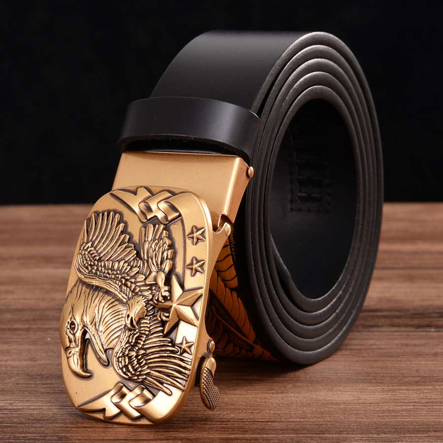 Men's Leather Belts Belts for Men Genuine Leather Ratchet Belt Automatic Buckle Wide:35mm Men Automatic Buckle Belt