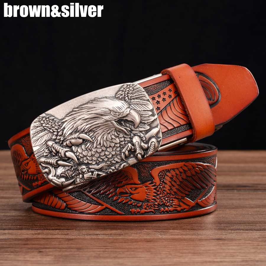 Men's Leather Belts Belts for Men Genuine Leather Ratchet Belt Automatic Buckle Wide:35mm Men Automatic Buckle Belt