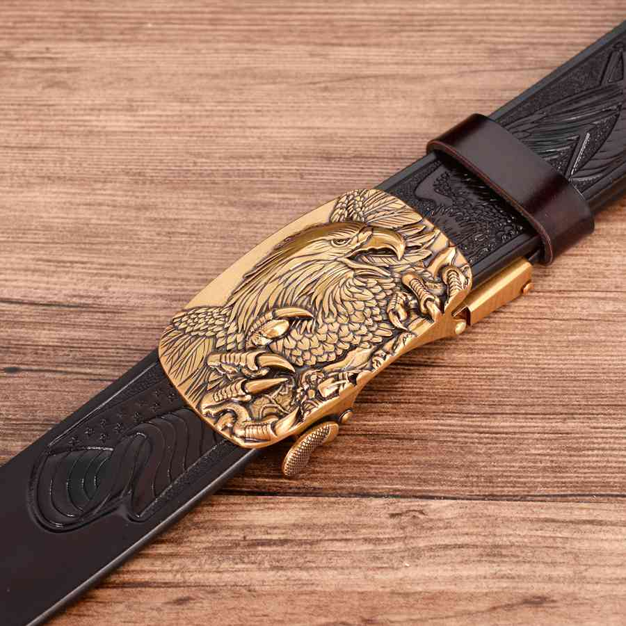 Men's Leather Belts Belts for Men Genuine Leather Ratchet Belt Automatic Buckle Wide:35mm Men Automatic Buckle Belt