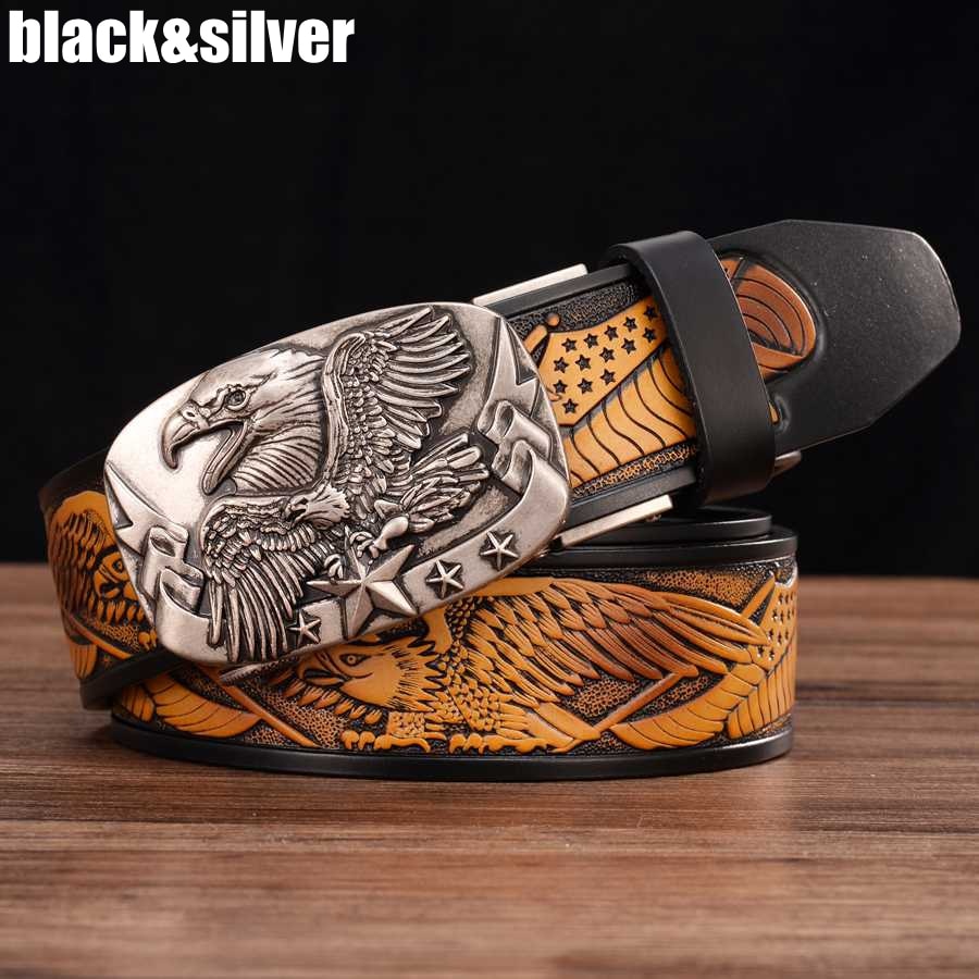 Men's Leather Belts Belts for Men Genuine Leather Ratchet Belt Automatic Buckle Wide:35mm Men Automatic Buckle Belt