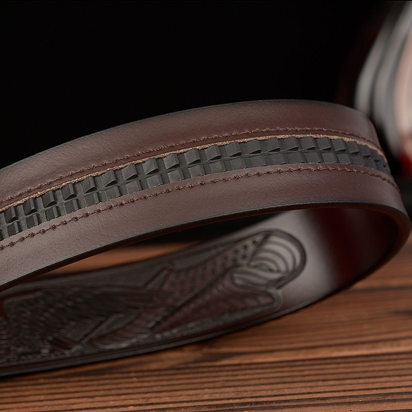 Men's Leather Belts Belts for Men Genuine Leather Ratchet Belt Automatic Buckle Wide:35mm Men Automatic Buckle Belt