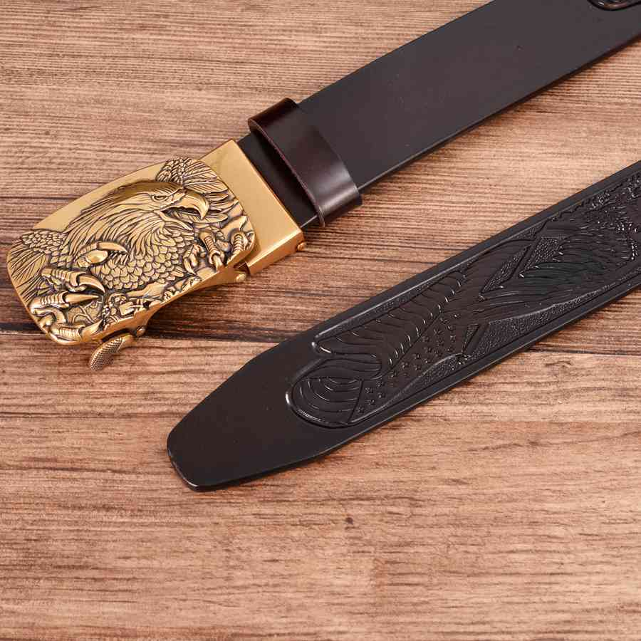 Men's Leather Belts Belts for Men Genuine Leather Ratchet Belt Automatic Buckle Wide:35mm Men Automatic Buckle Belt