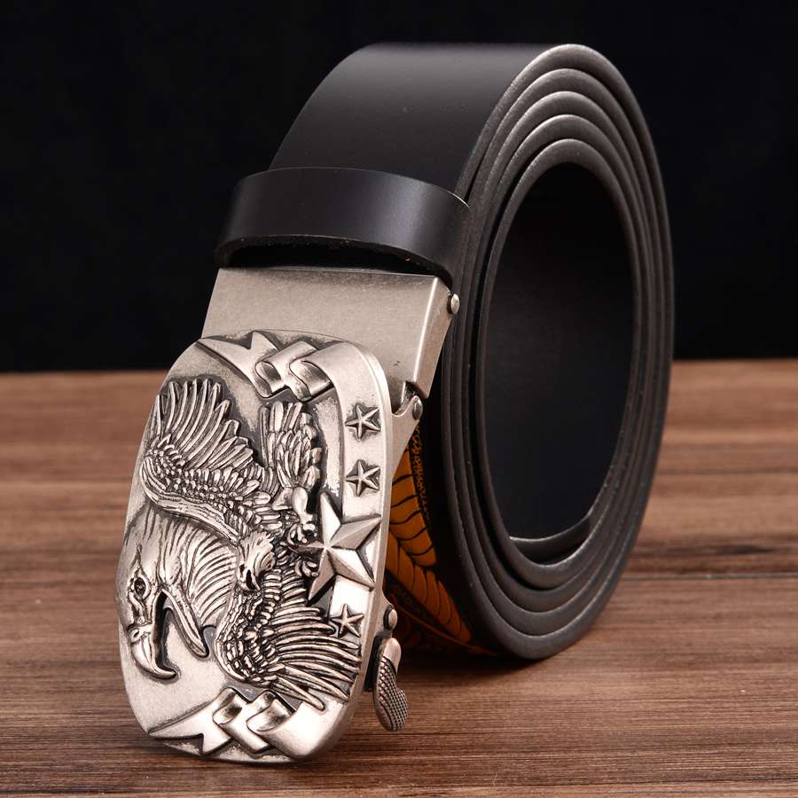 Men's Leather Belts Belts for Men Genuine Leather Ratchet Belt Automatic Buckle Wide:35mm Men Automatic Buckle Belt