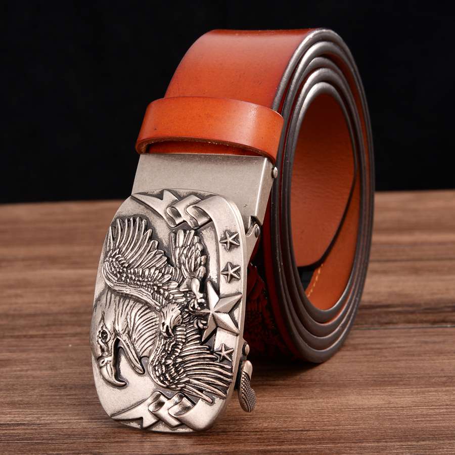 Men's Leather Belts Belts for Men Genuine Leather Ratchet Belt Automatic Buckle Wide:35mm Men Automatic Buckle Belt