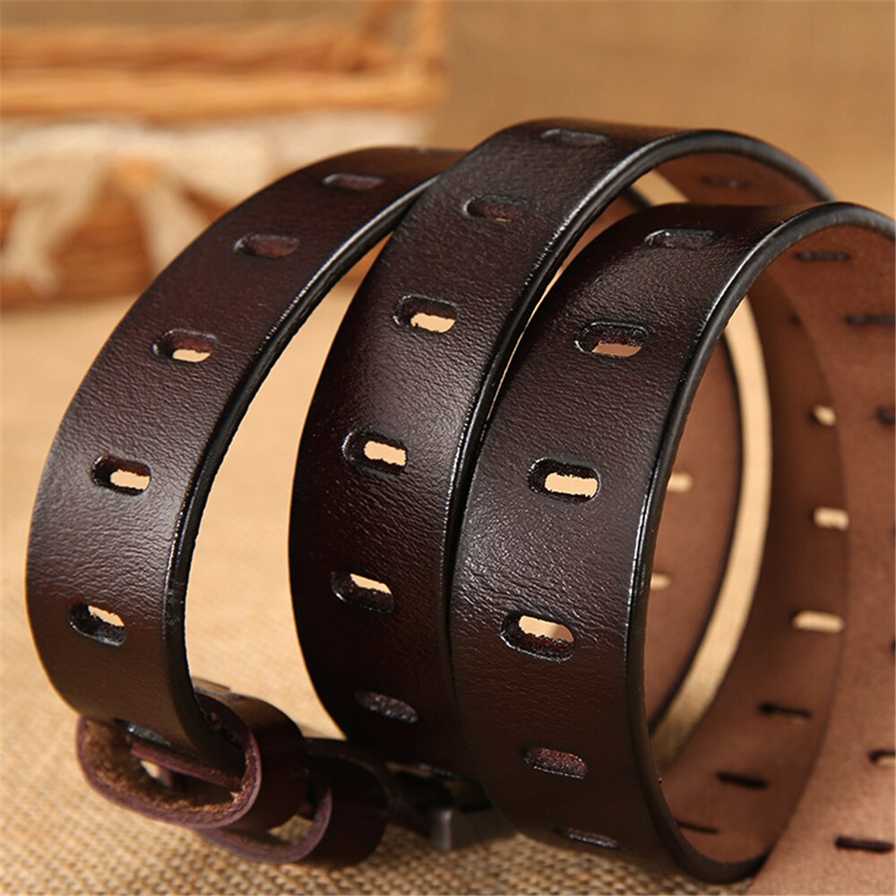 Red Women Belt Pin Buckle Real Leather Belts for Jeans Genuine Leather Cowskin High Quality Solid Ladies Belt 110cm