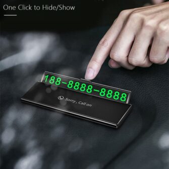 One-click hid Car Temporary Parking Card Phone Number Ultra-thin Drawer Hideable Luminous Telephone Number Plate car Accessories