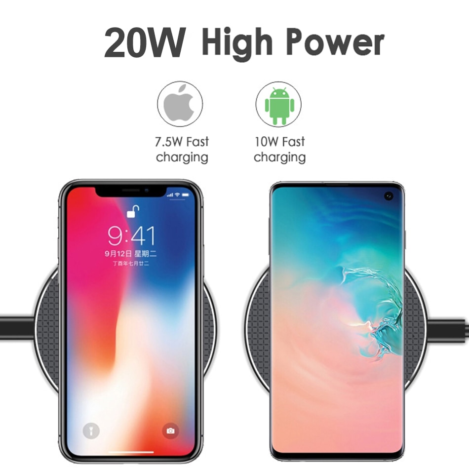 20W Wireless Charger for iPhone 11 Xs Max X XR 8 Plus 10W Fast Charging Pad for Ulefone Doogee Samsung Note 9 Note 8 S10 Plus