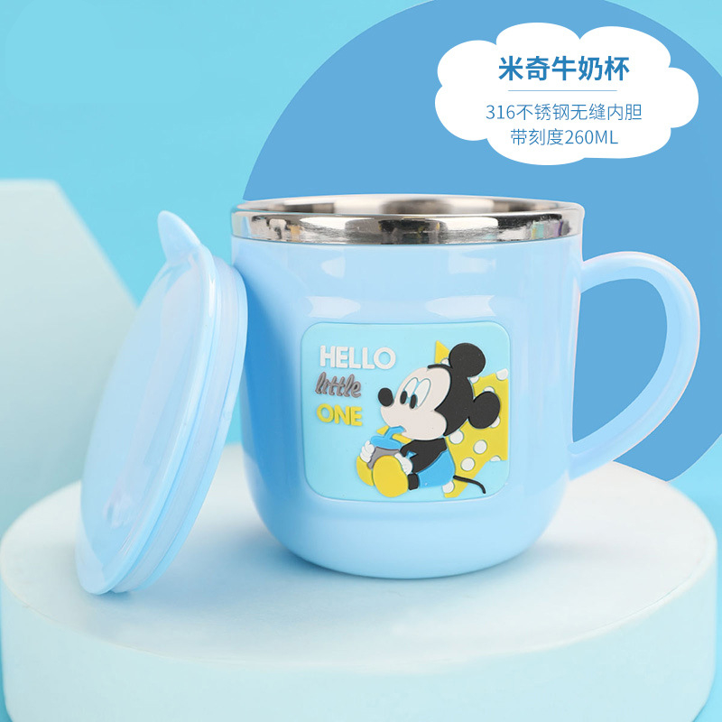 Cups Princess Frozen Elsa Anna Milk Cup 3D Cartoon Mickey Minnie Stainless Steel Cup Kids Cup Mickey Mug Christmas Gift