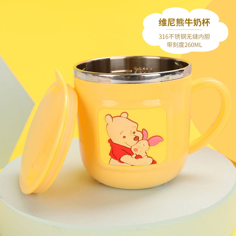 Cups Princess Frozen Elsa Anna Milk Cup 3D Cartoon Mickey Minnie Stainless Steel Cup Kids Cup Mickey Mug Christmas Gift