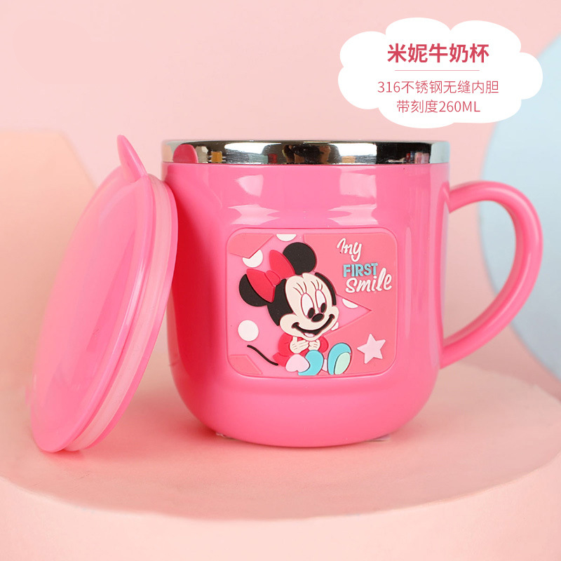 Cups Princess Frozen Elsa Anna Milk Cup 3D Cartoon Mickey Minnie Stainless Steel Cup Kids Cup Mickey Mug Christmas Gift