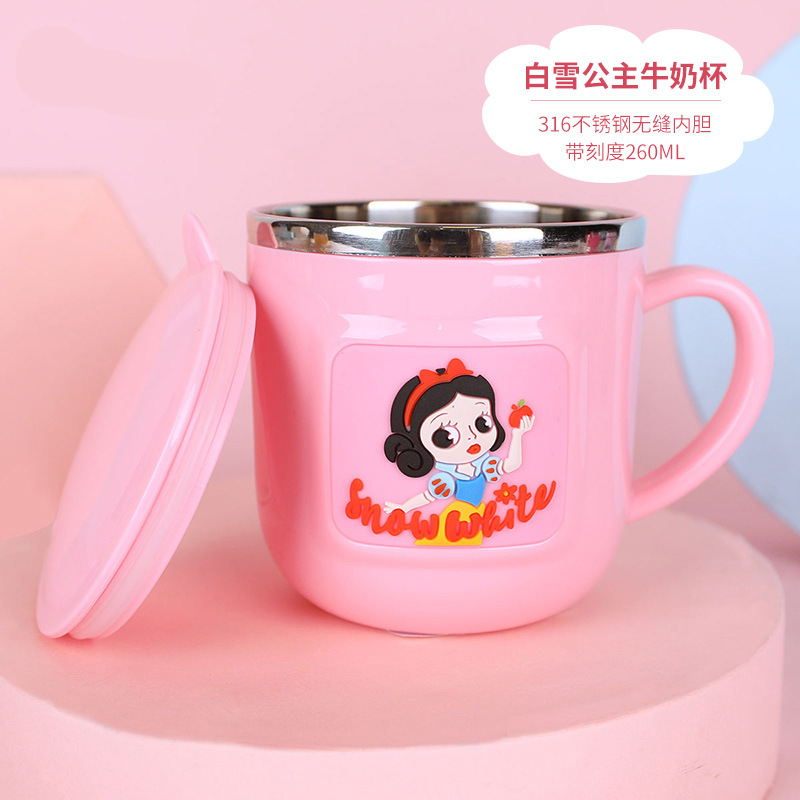 Cups Princess Frozen Elsa Anna Milk Cup 3D Cartoon Mickey Minnie Stainless Steel Cup Kids Cup Mickey Mug Christmas Gift