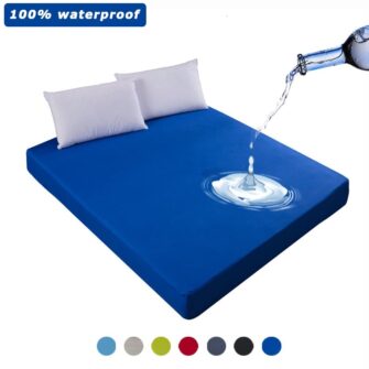 100% Waterproof Solid Bed Fitted Sheet Nordic Adjustable Mattress Covers Four Corners With Elastic Band Multi Size