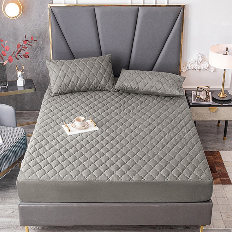 Super Thick and Warm Cotton Fitted Sheet with Elastic Bands Nordic Waterproof Mattress Covers for Double Bed, Luxury Home Decor