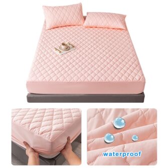 Super Thick and Warm Cotton Fitted Sheet with Elastic Bands Nordic Waterproof Mattress Covers for Double Bed, Luxury Home Decor