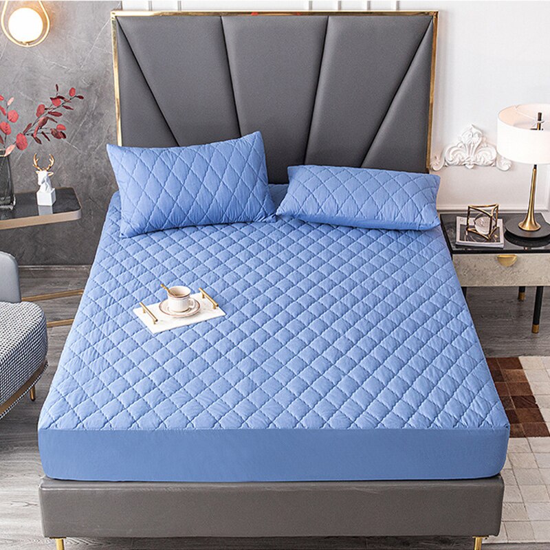 Super Thick and Warm Cotton Fitted Sheet with Elastic Bands Nordic Waterproof Mattress Covers for Double Bed, Luxury Home Decor