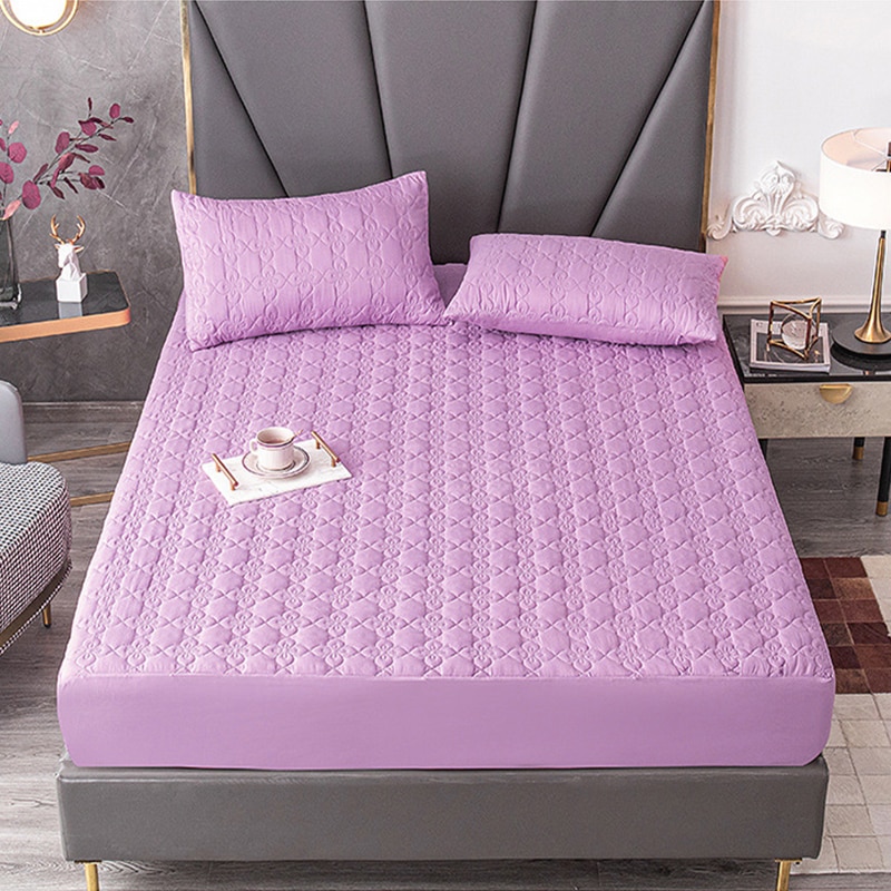 Super Thick and Warm Cotton Fitted Sheet with Elastic Bands Nordic Waterproof Mattress Covers for Double Bed, Luxury Home Decor