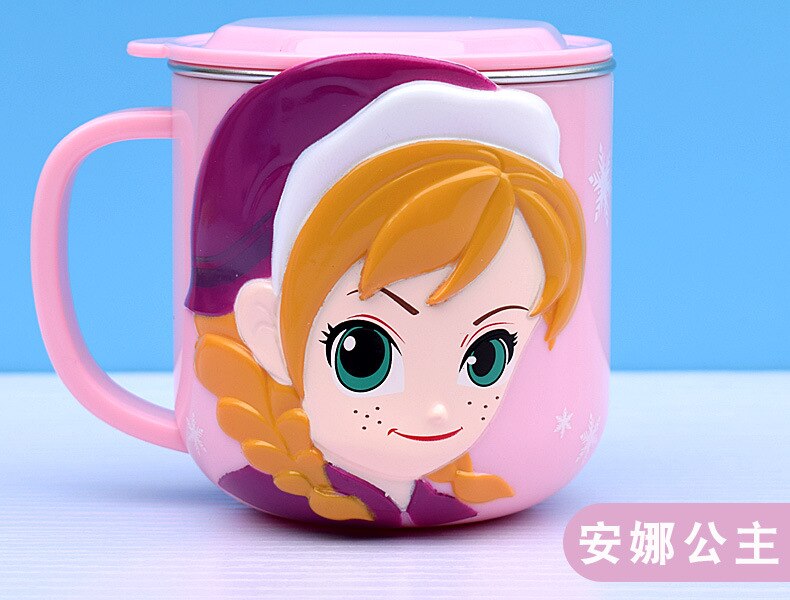 Cups Princess Frozen Elsa Anna Milk Cup 3D Cartoon Mickey Minnie Stainless Steel Cup Kids Cup Mickey Mug Christmas Gift