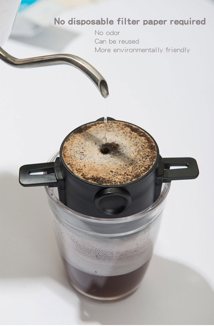 Reusable Coffee Filter Portable Coffee Travel Cup Set Stainless Steel Hand Brew Coffee Dripper Foldable Stand Coffee Dripper