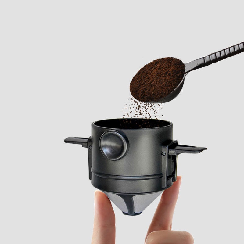 Reusable Coffee Filter Portable Coffee Travel Cup Set Stainless Steel Hand Brew Coffee Dripper Foldable Stand Coffee Dripper