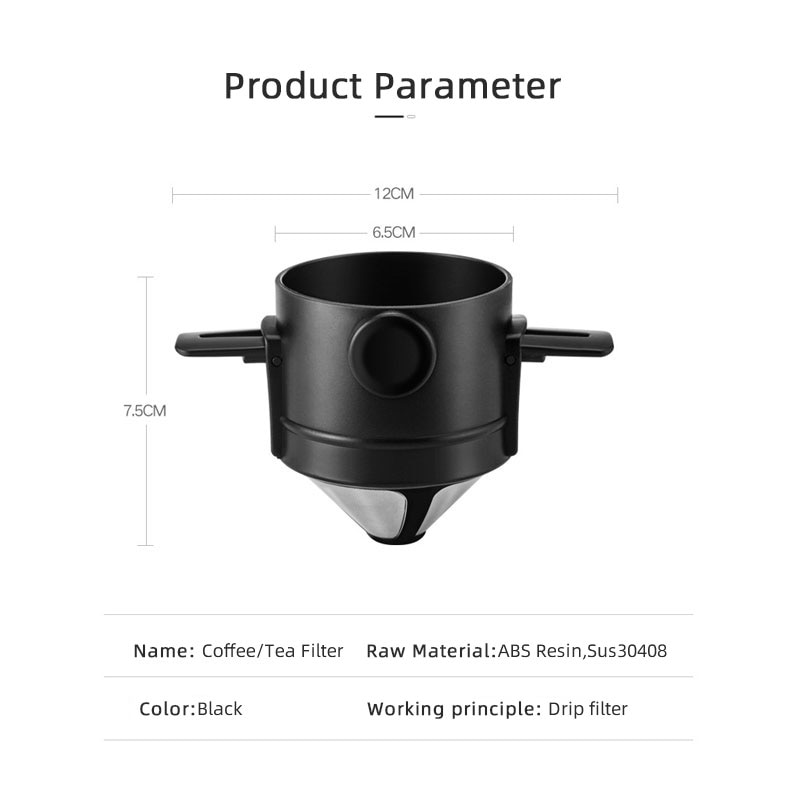 Reusable Coffee Filter Portable Coffee Travel Cup Set Stainless Steel Hand Brew Coffee Dripper Foldable Stand Coffee Dripper