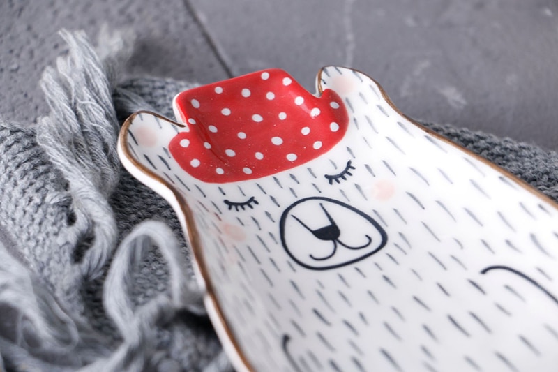 Ceramic Plate Cartoon Cute Ceramic Children Breakfast Bowl Dish Dessert Fruit Snack Plate Animal Cutlery Bowl Tableware