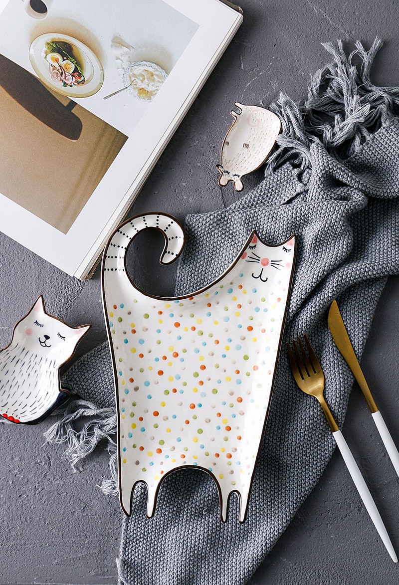 Ceramic Plate Cartoon Cute Ceramic Children Breakfast Bowl Dish Dessert Fruit Snack Plate Animal Cutlery Bowl Tableware