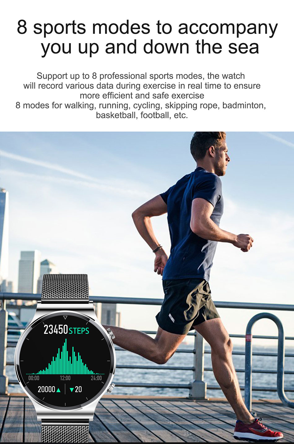 Smart watch Men IP68 waterproof watch Multiple sports modes heart rate weather Forecast Bluetooth Men Smart watch